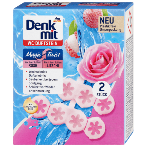 WC kamen DENKMIT magic twist ruža i liči 2x48g 0