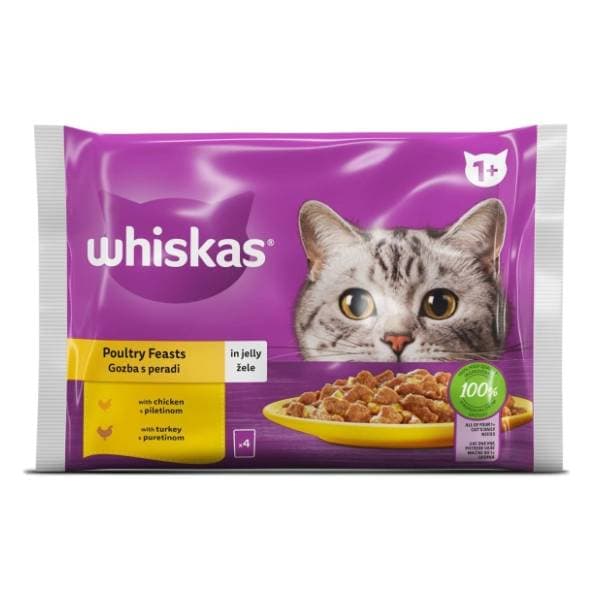 WHISKAS Adult hrana za mačke izbor peradi 4x85g 0
