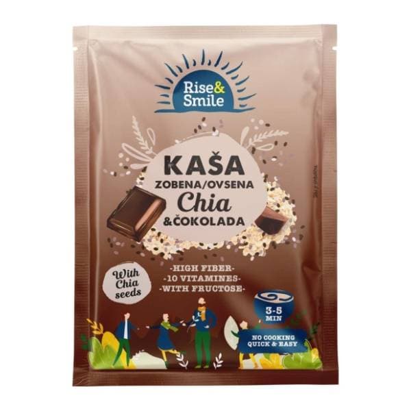 RISE&SMILE zobena kaša chia sjemenke i čokolada 65g 0