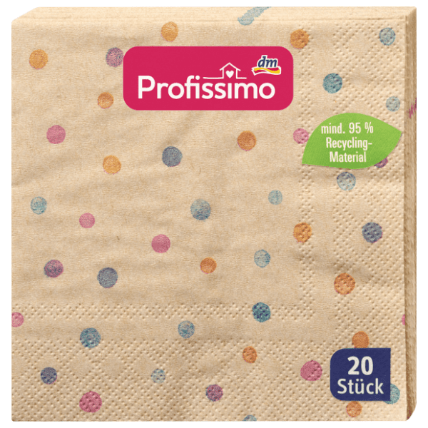 Salvete PROFISSIMO Pastelne točkice reciklirane 2sloja 20kom 0
