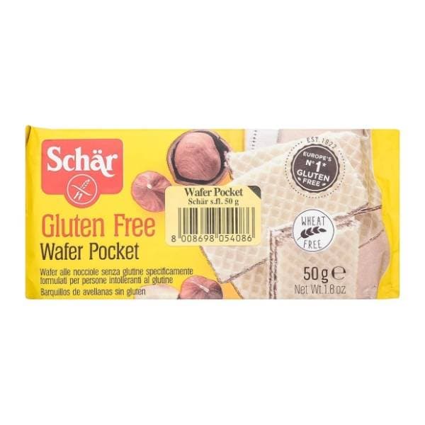 SCHAR Water pocket napolitanke s lješnjakom bez glutena 50g 0