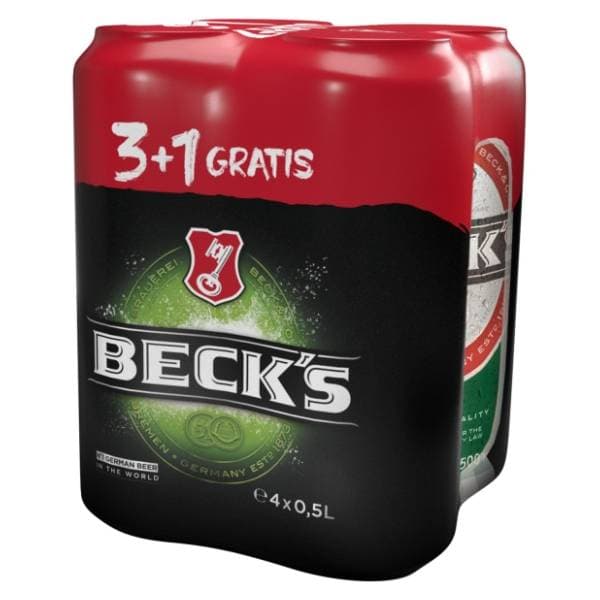 BECK'S Svijetlo pivo limenka 4x0,5l 3+1 gratis 0
