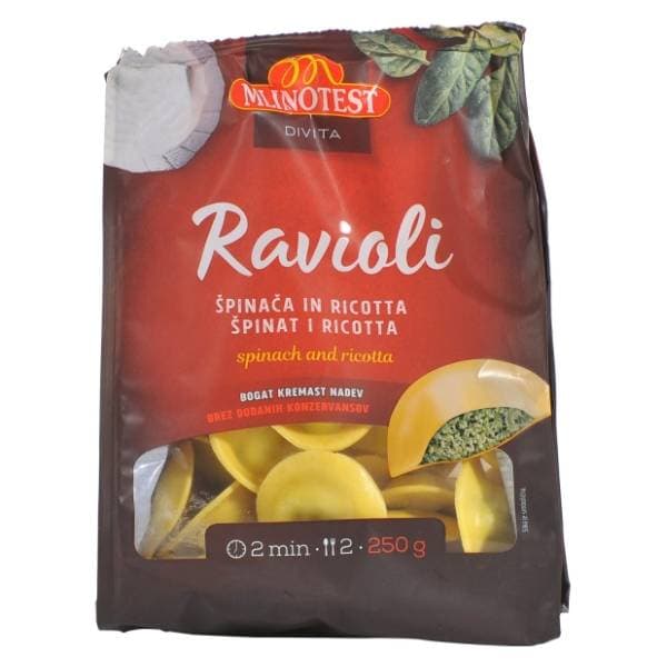 MLINOTEST Ravioli tjestenina špinat i ricotta 250g 0