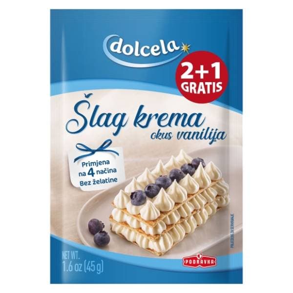 DOLCELA šlag krema okus vanilija 3x45g 2+1 gratis 0