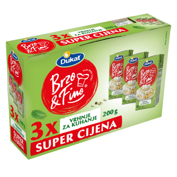 DUKAT Brzo & fino vrhnje za kuhanje 20%mm 3x200g 0