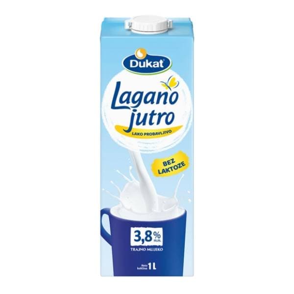 DUKAT Lagano jutro trajno mlijeko bez laktoze 3,8%mm 1l 0