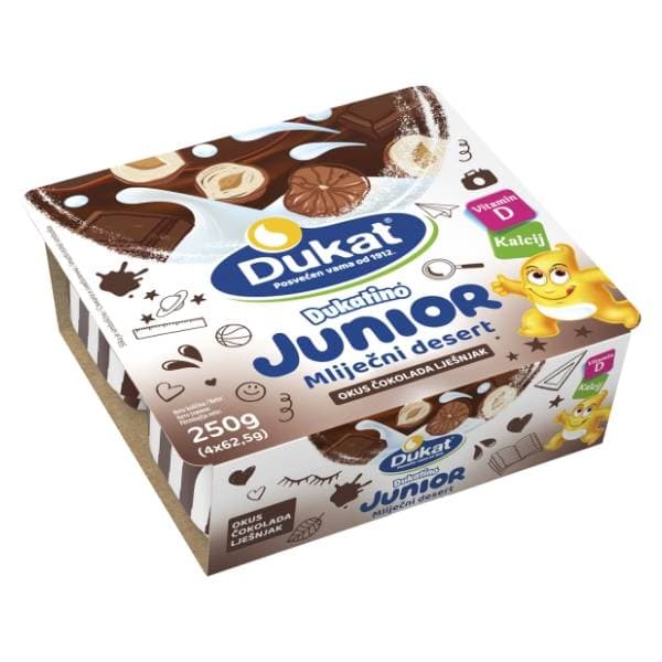 DUKAT Dukatino mliječni desert čokolada lješnjak 4x62,5g 0