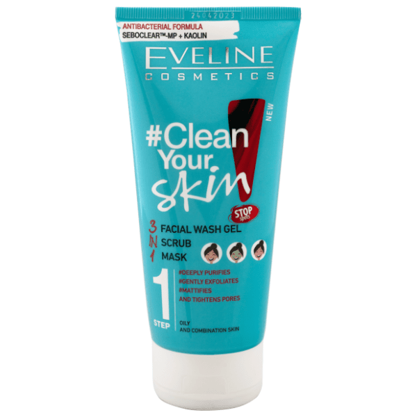 EVELINE Clean 3in1 gel + piling + maska za lice 200ml 0