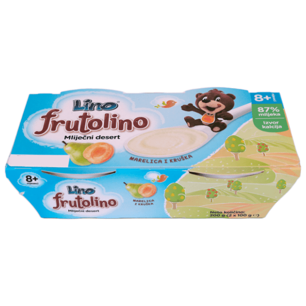 LINO Frutolino mliječni desert marelica i kruška 2x100g 0