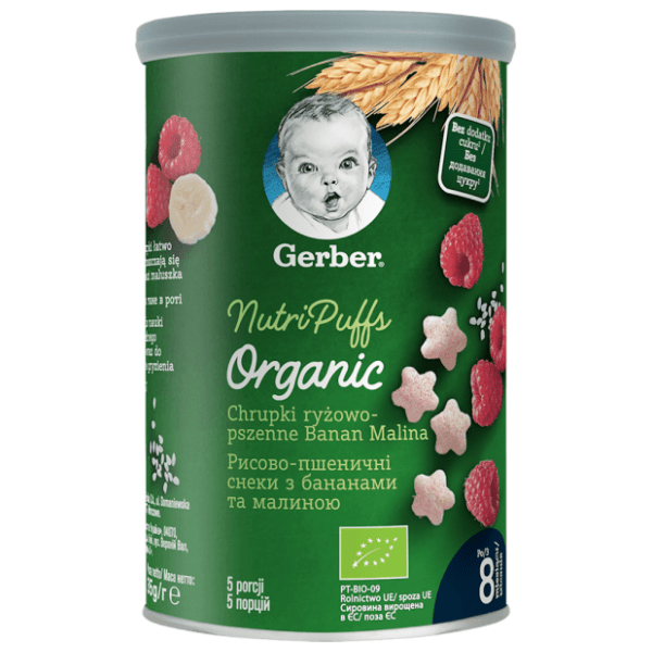 GERBER Organic dječje grickalice banana i malina 35g 0