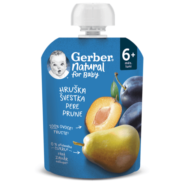 GERBER Organic voćni pire kruška i šljiva 90g 0