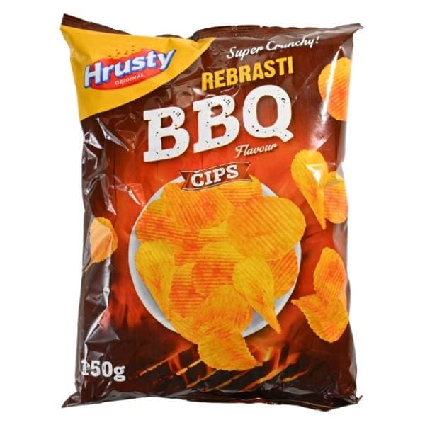HRUSTY čips rebrasti BBQ 150g 0
