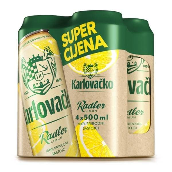 KARLOVAČKO Radler limun pivo limenka 4x0,5l 0