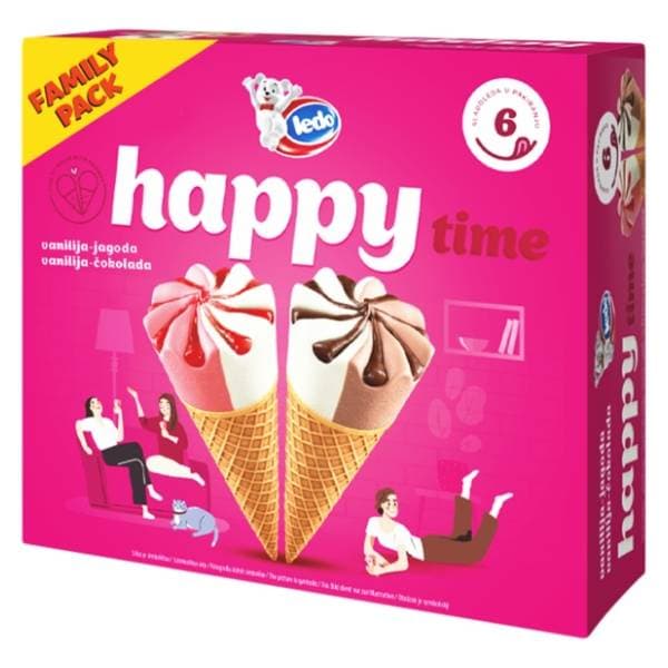 LEDO Happy time sladoled kornet multipack 6x120ml 0