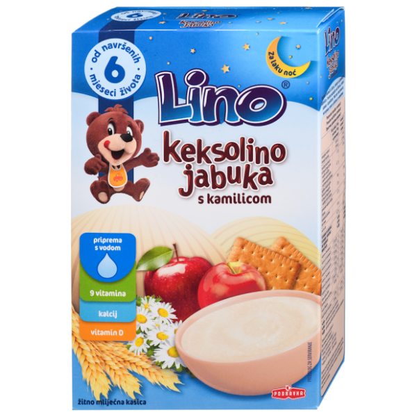 LINO Keksolino žitna kašica jabuka s kamilicom 200g 0