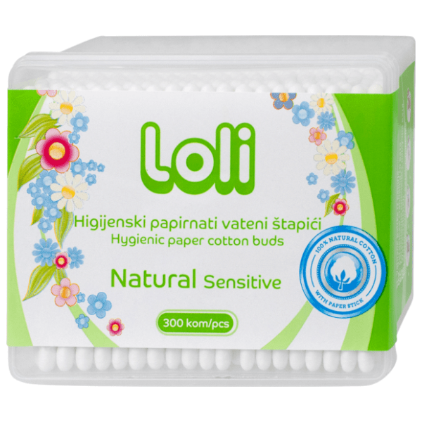 LOLI Natural sensitive papirnati vateni štapići 300kom 0