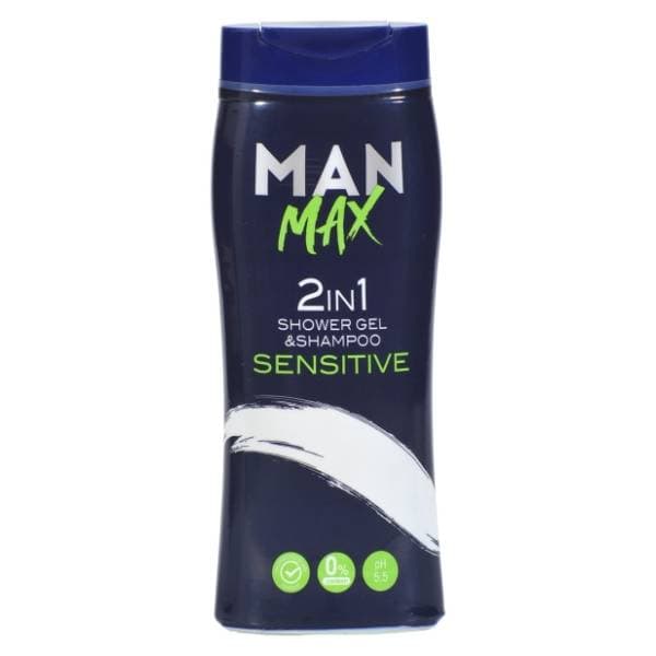 MAN MAX 2u1 Sensitive gel za tuširanje i šampon 300ml 0