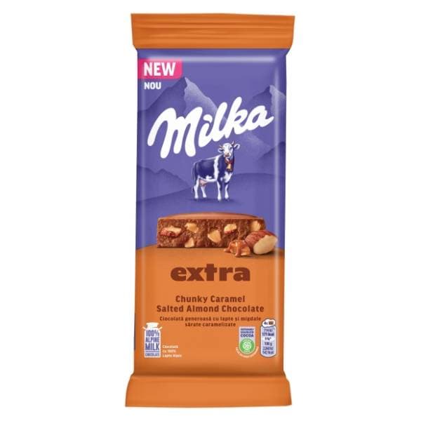 MILKA Extra chunky čokolada caramel salted almond 190g 0