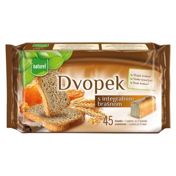 NATUREL integralni dvopek 330g 0