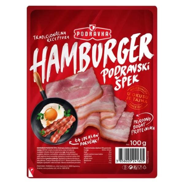 PODRAVKA Hamburger Podravski špek narezak 100g 0