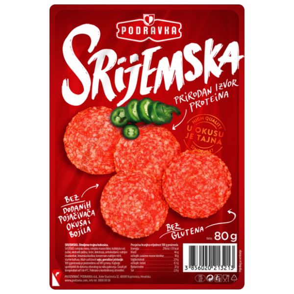 PODRAVKA Srijemska kobasica narezak 80g 0
