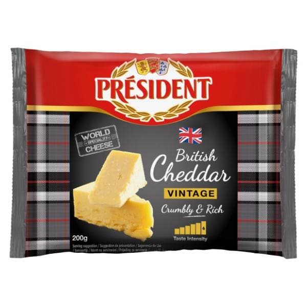 PRESIDENT British Cheddar Vintage polutvrdi sir 200g 0