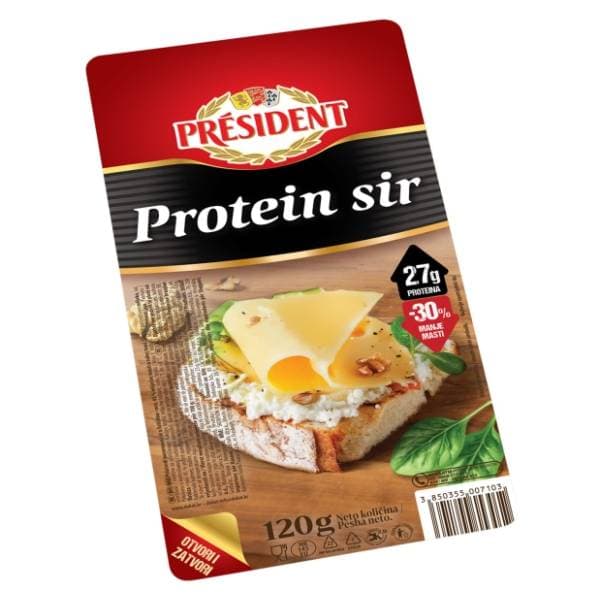PRESIDENT Protein sir polutvrdi 120g 0