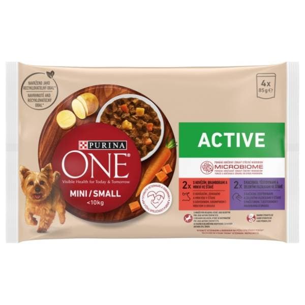 PURINA One mini active hrana za pse govedina 4x85g 0