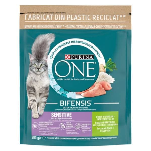PURINA One sensitive hrana za mačke puretina i riža 800g 0