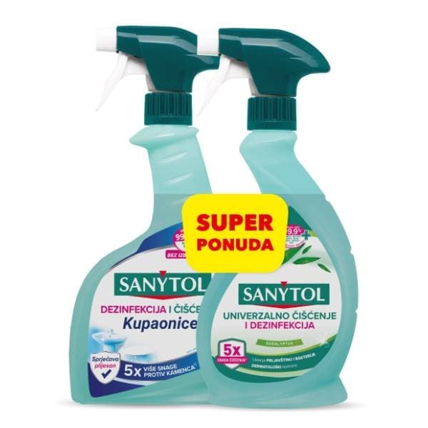 SANYTOL višenamjensko sredstvo + čišćenje kupaonice 2x500ml 0
