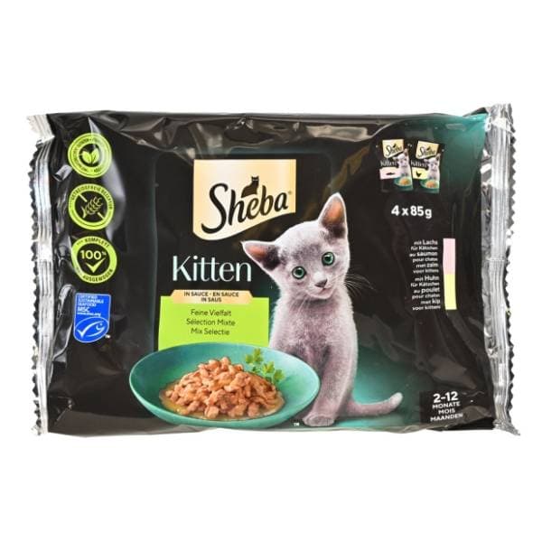 SHEBA Kitten hrana za mačke miješani izbor u umaku 4x85g 0