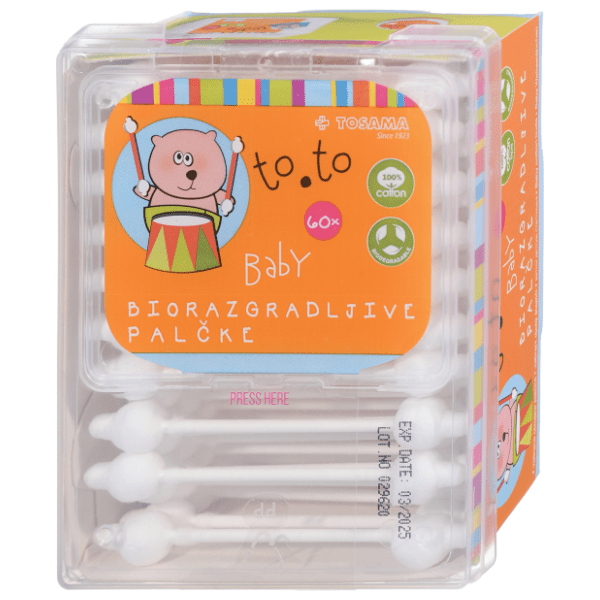TO.TO biorazgradivi štapići za uši s graničnikom 60kom 0