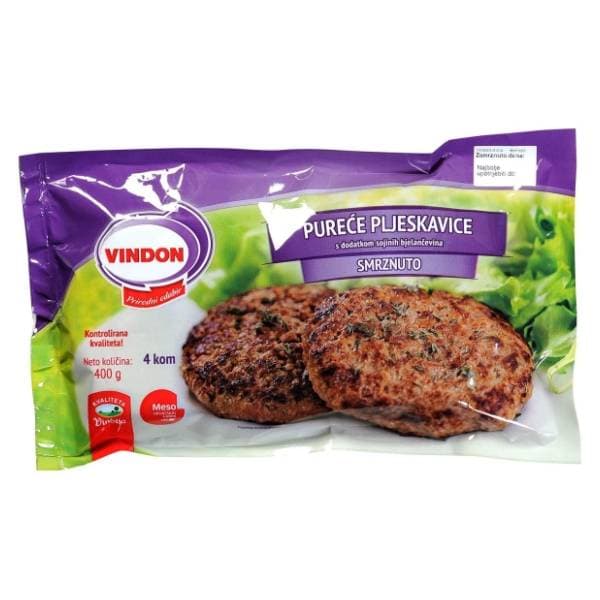 VINDON pureće pljeskavice s dodatkom sojinih bjelančevina 400g 0