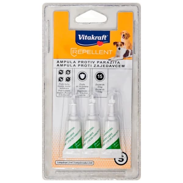 VITAKRAFT Repellent ampula protiv parazita za pse 3x1,5ml 0