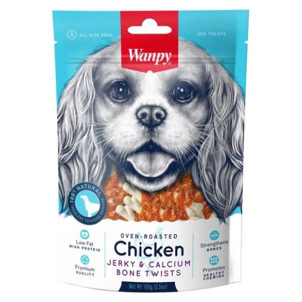 WANPY Jerky & calcium bone twists poslastica za pse 100g 0