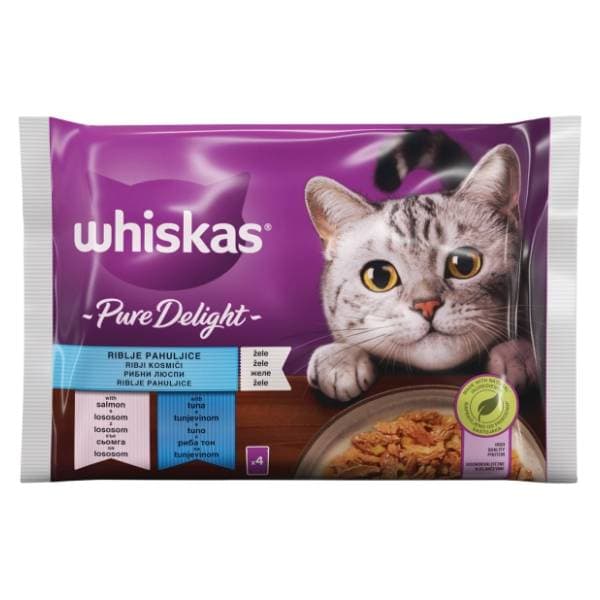 WHISKAS Pure delight riblje pahuljice losos tunjevina 4x85g 0