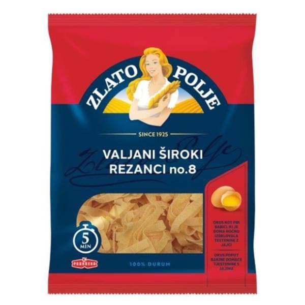 ZLATO POLJE valjani široki rezanci no. 8 400g 0