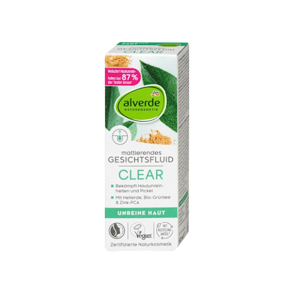 ALVERDE Clear fluid za lice glina i organski zeleni čaj 50ml 0