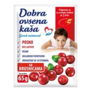 DOBRA zobena kaša brusnica 65g slide slika
