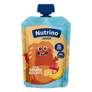 NUTRINO Junior voćni pire jabuka i banana s keksom 100g slide slika