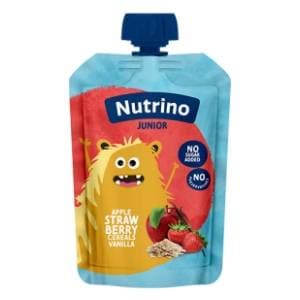 NUTRINO Junior voćni pire jabuka jagoda žitarice vanilija 100g slide slika