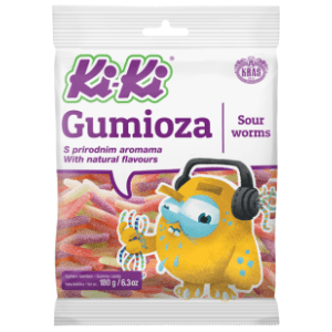 Gumeni bomboni KI-KI Sour worms 180g slide slika