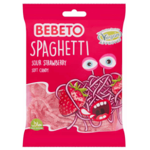 Gumeni bomboni BEBETO Spaghetti jagoda 80g slide slika
