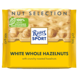 Bijela čokolada RITTER SPORT cijeli lješnjaci 100g slide slika