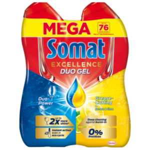 SOMAT Duo gel za strojno pranje posuđa limun 2x630ml slide slika