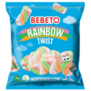 Gumeni bomboni BEBETO marshmallow rainbow twist 60g slide slika