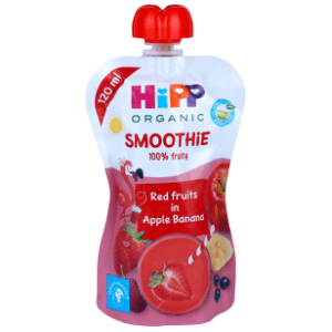 HIPP organic kašica smoothie jabuka banana crveno voće 120ml slide slika