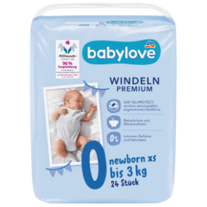 BABYLOVE pelene za novorođenčad 0 XS 24kom slide slika