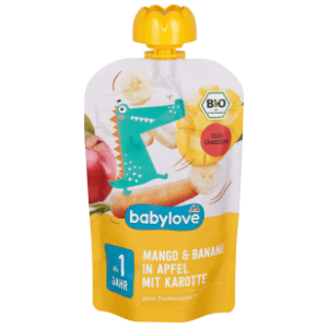 BABYLOVE kašica mango banana u jabuci s mrkvom 100g slide slika