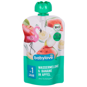 BABYLOVE voćni pire lubenica banana u jabuci 100g slide slika